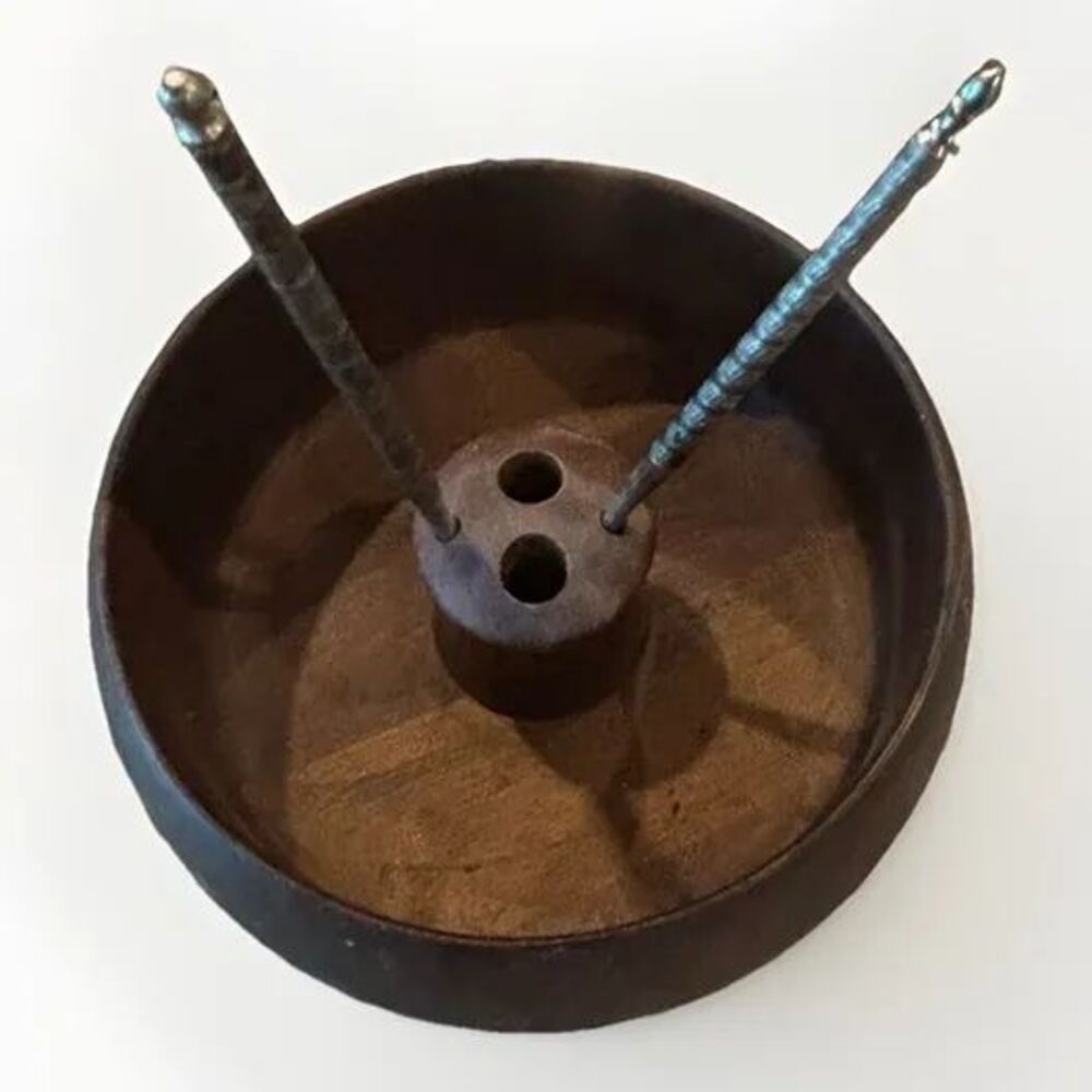 Vintage Mid Century Solid Walnut Nut Bowl Set with Metal Picks #510 Independent